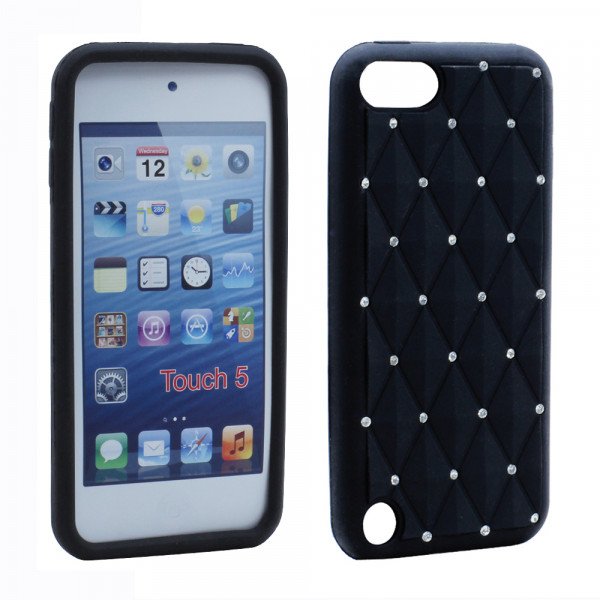 Wholesale iPod Touch 5 Diamond Silicon Skin Case (Black)
